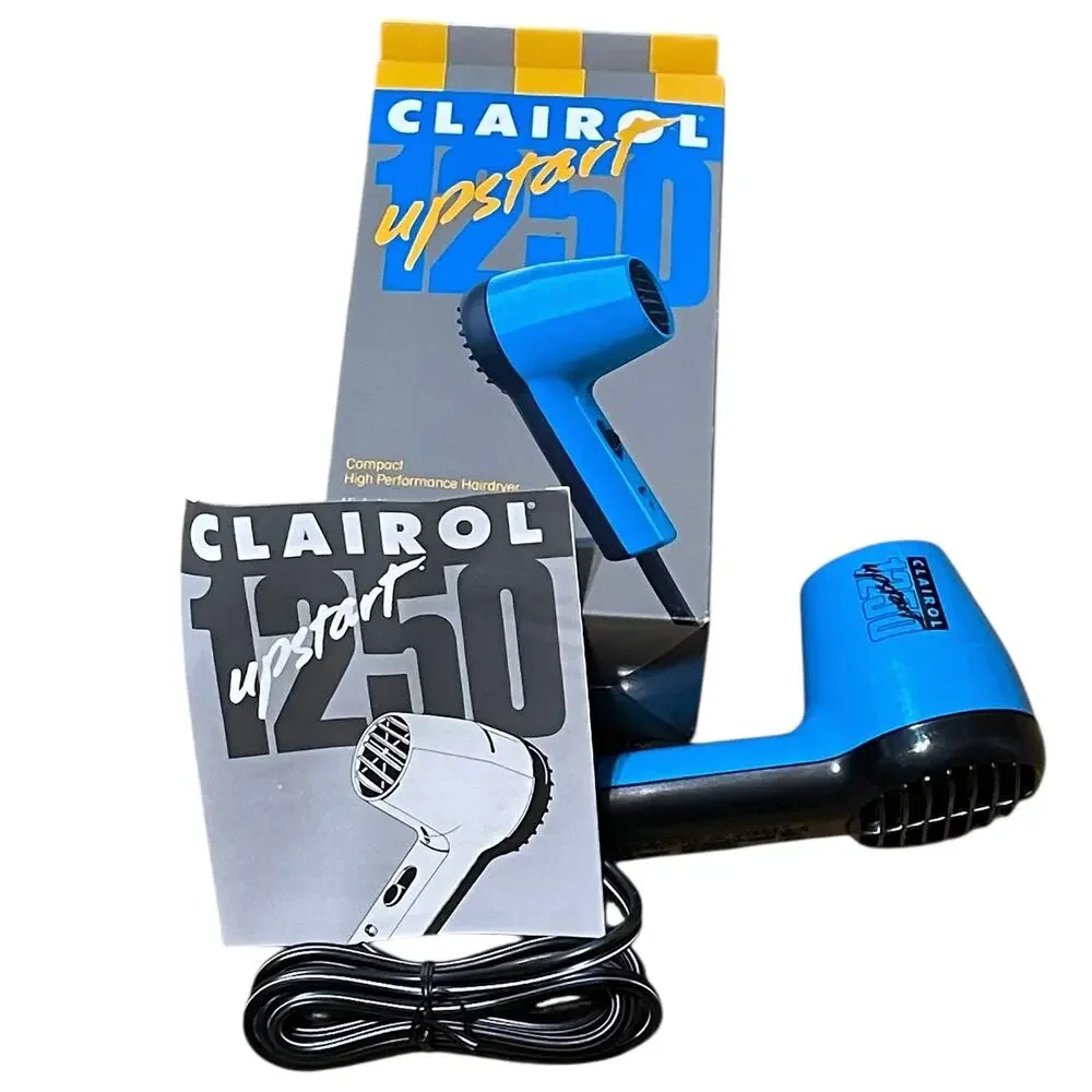 Vintage Clairol Upstart 1250 Blue & Black Collectible Travel Vanity Item NEW